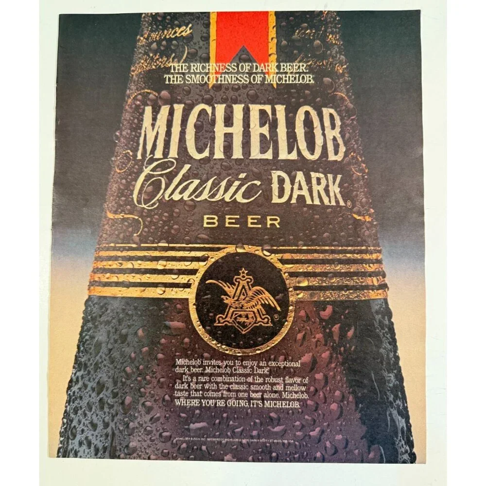 Vintage 1985 Michelob Classic Dark Beer Advertisement Print Ad Bar Decor